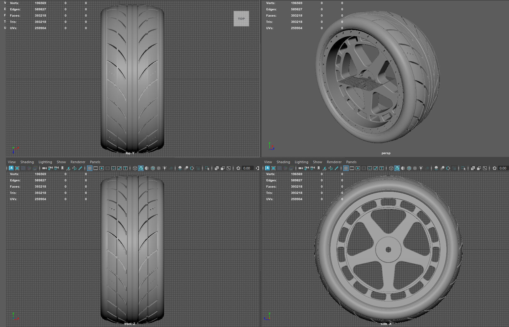 One-Piece 5-Spoke Racing Wheel with Integrated Tire 3D print model_7