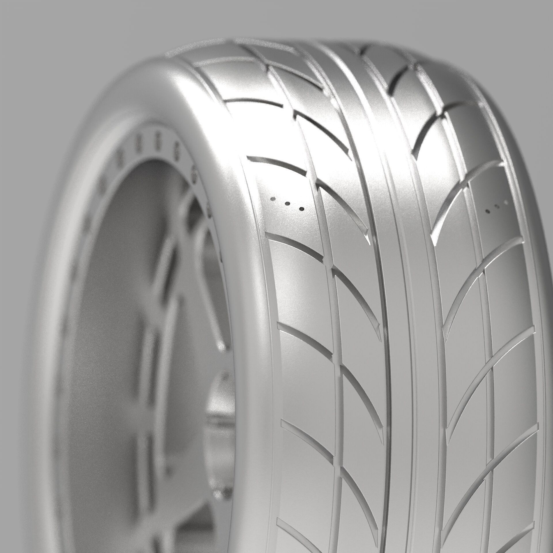 One-Piece 5-Spoke Racing Wheel with Integrated Tire 3D print model_4