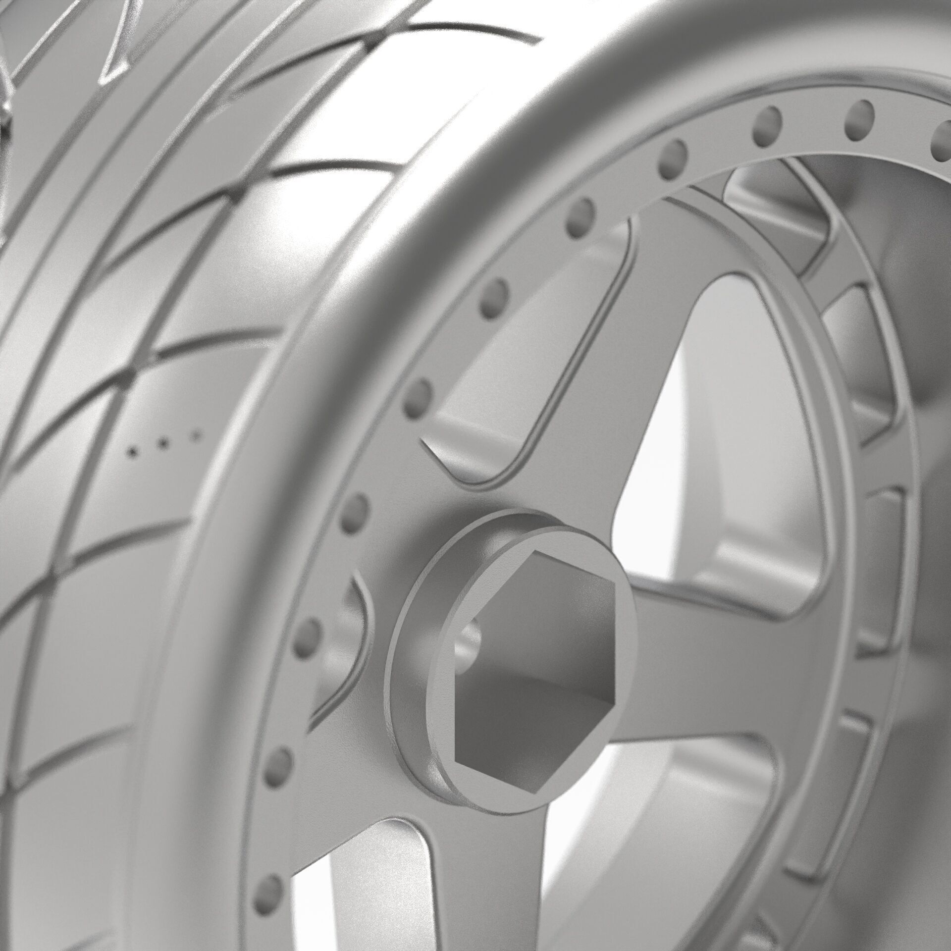 One-Piece 5-Spoke Racing Wheel with Integrated Tire 3D print model_5