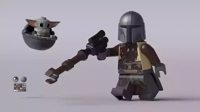 Star Wars Mandalorian Grogu Brick Lego Fanart