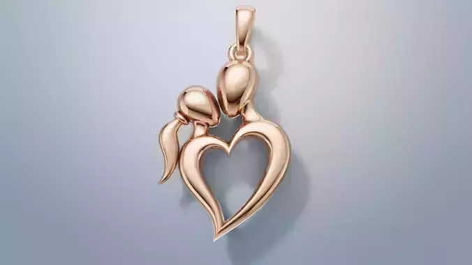 Men and Women Heart pendent 3D print model C 66