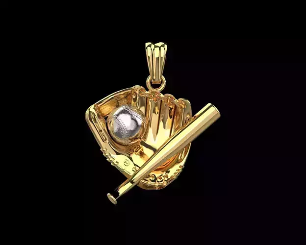 Baseball Glove Ball and Bat Pendant N235 3D print model