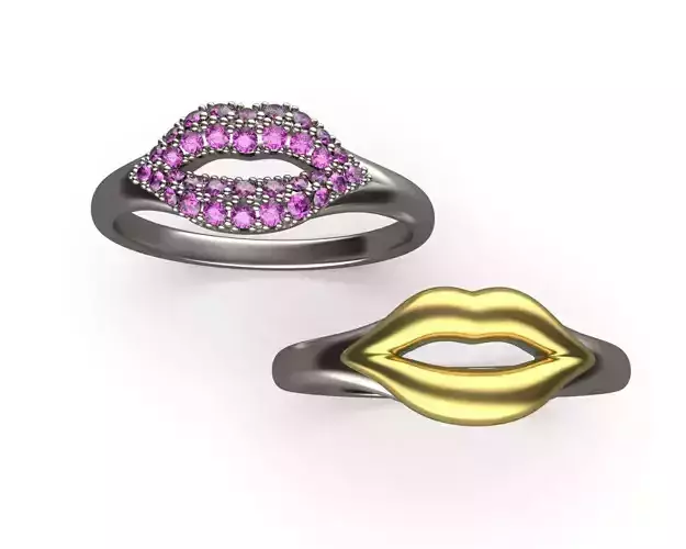 Lips Kiss Diamond Pave Ring