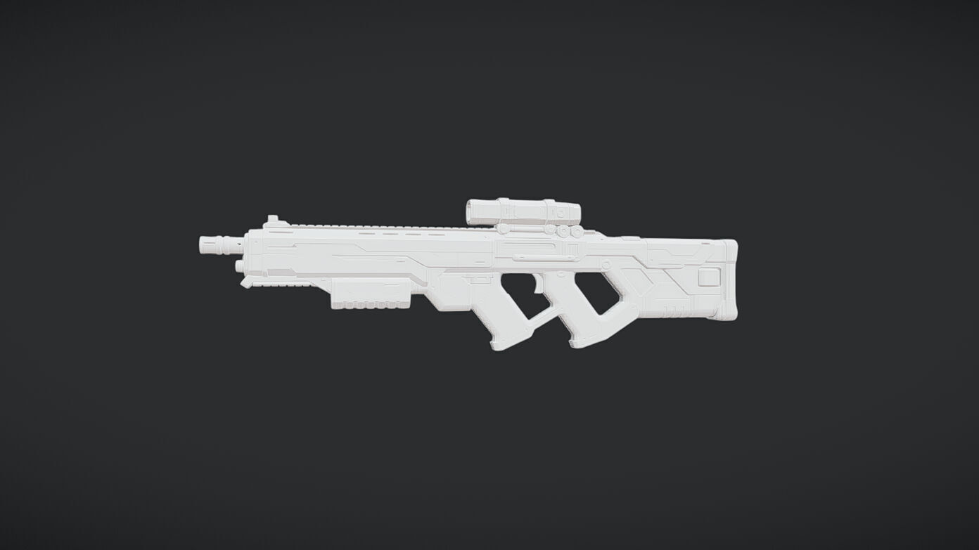 heavy assault rifles weapon bundle 3D model_9