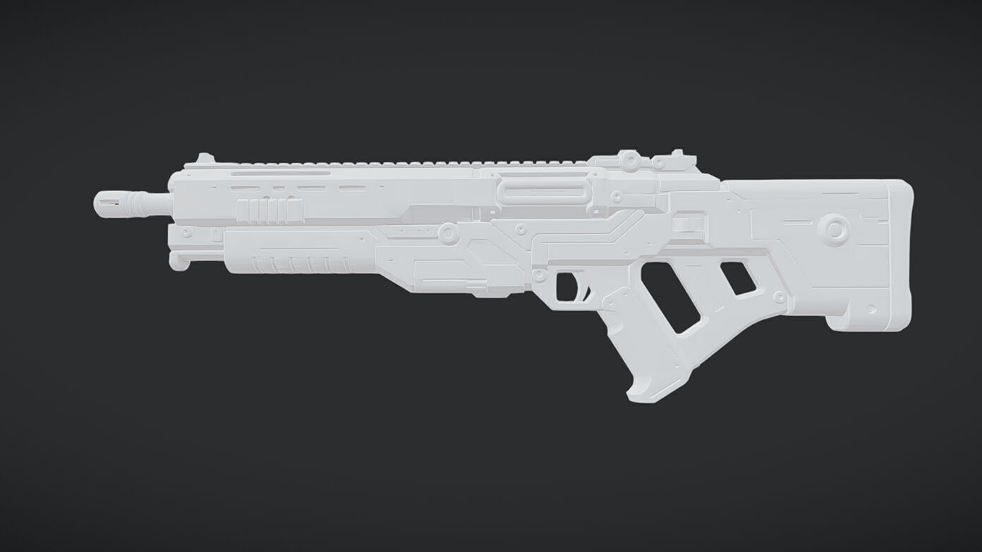 heavy assault rifles weapon bundle 3D model_4