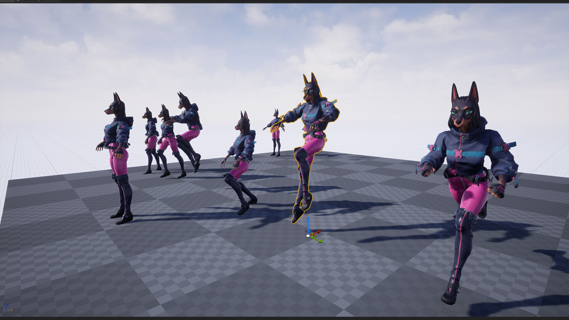 Doberman Girl Furry Low-poly 3D model_11