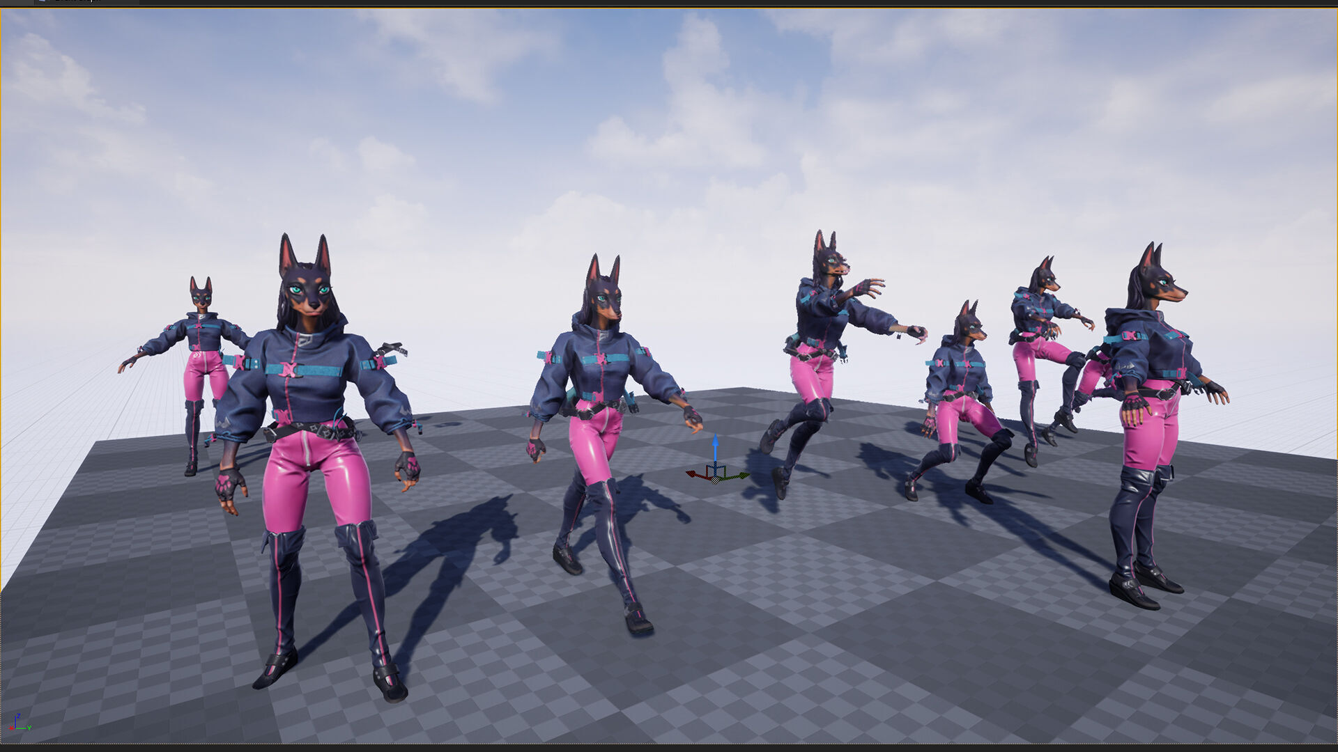 Doberman Girl Furry Low-poly 3D model_10