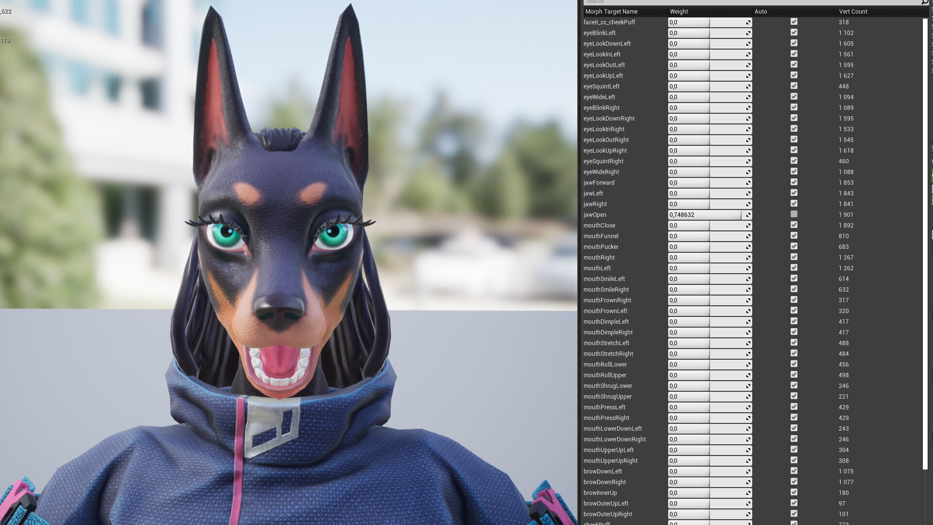 Doberman Girl Furry Low-poly 3D model_17