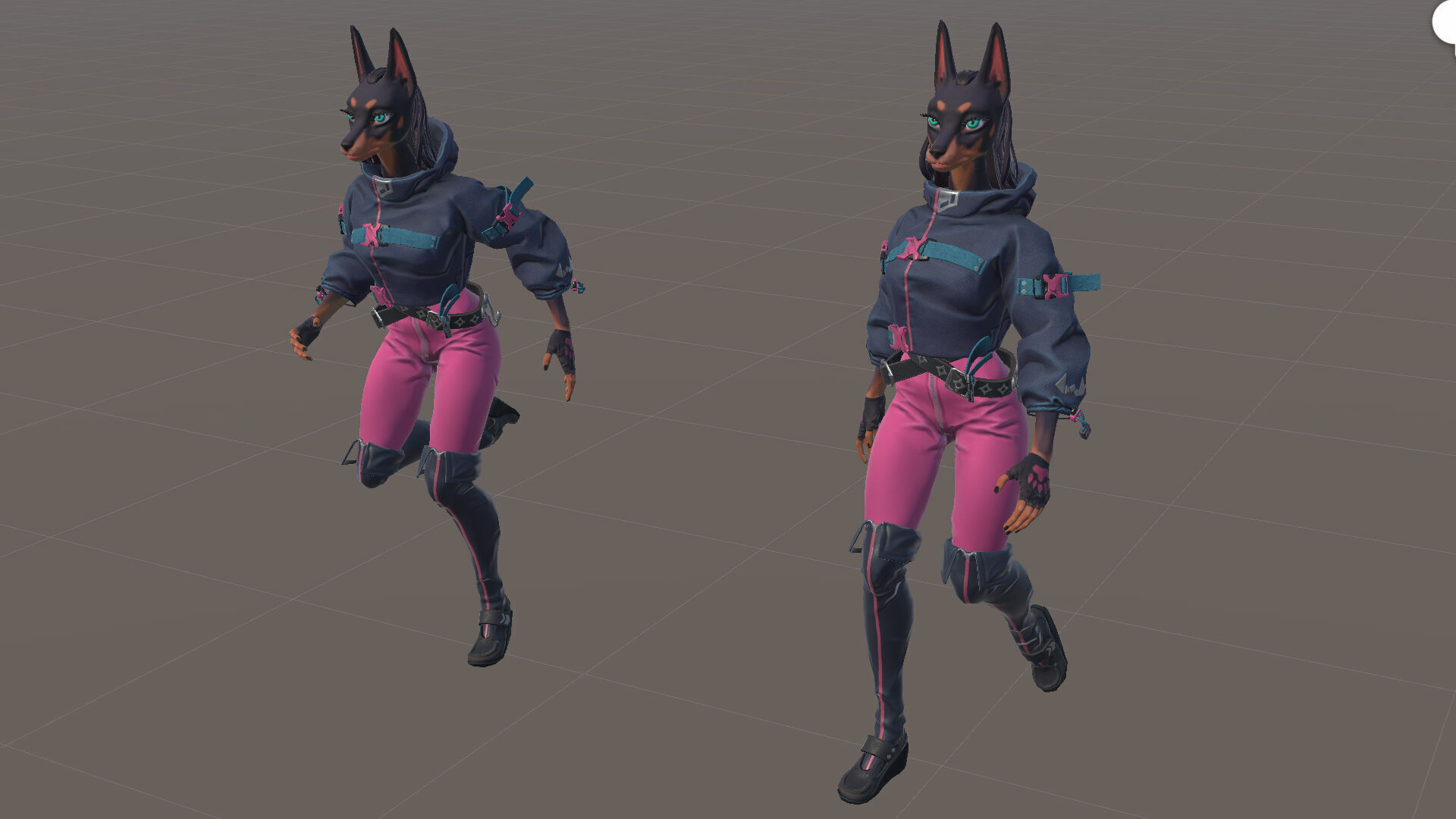Doberman Girl Furry Low-poly 3D model_23