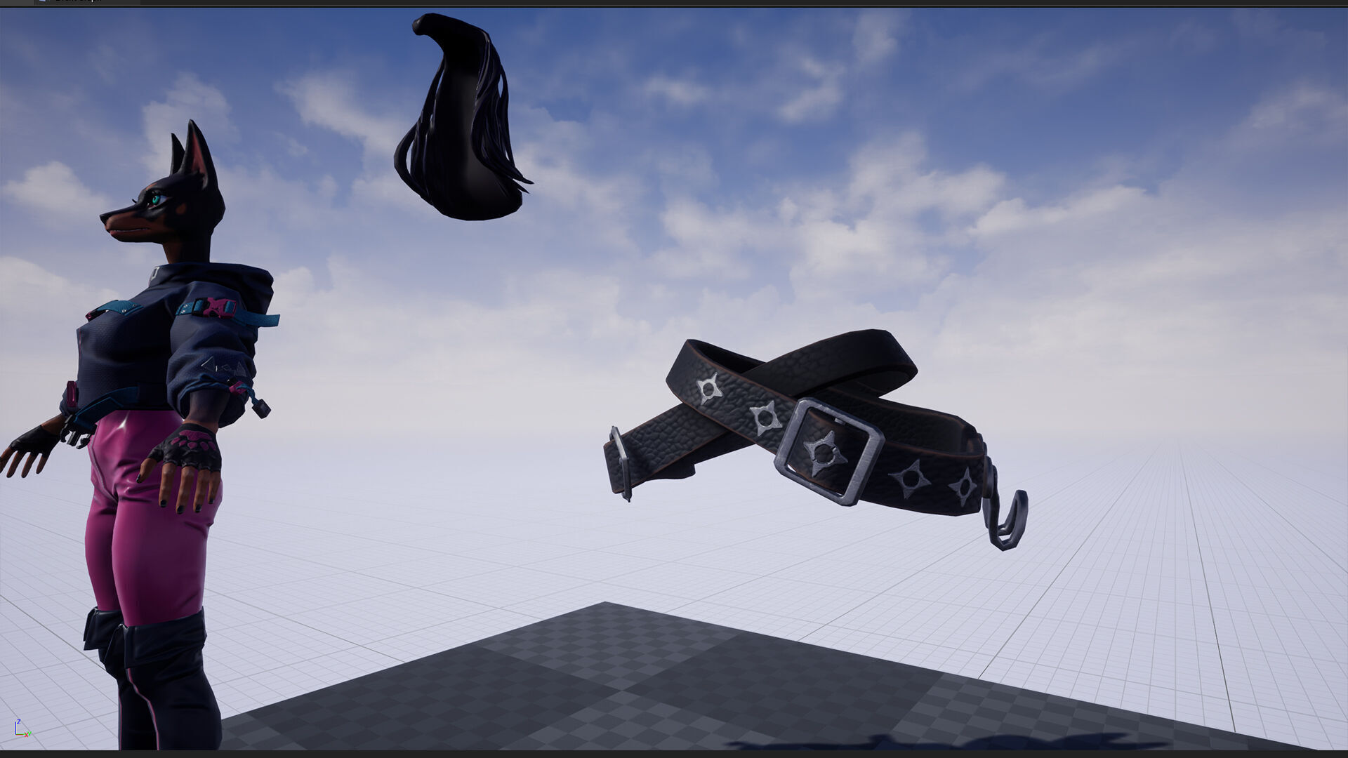 Doberman Girl Furry Low-poly 3D model_14