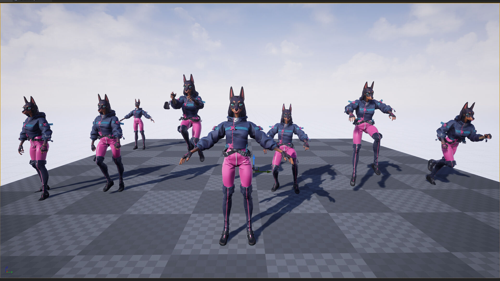 Doberman Girl Furry Low-poly 3D model_9