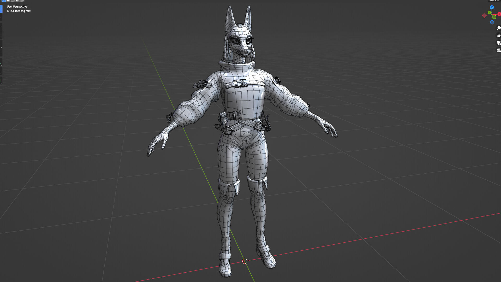 Doberman Girl Furry Low-poly 3D model_20