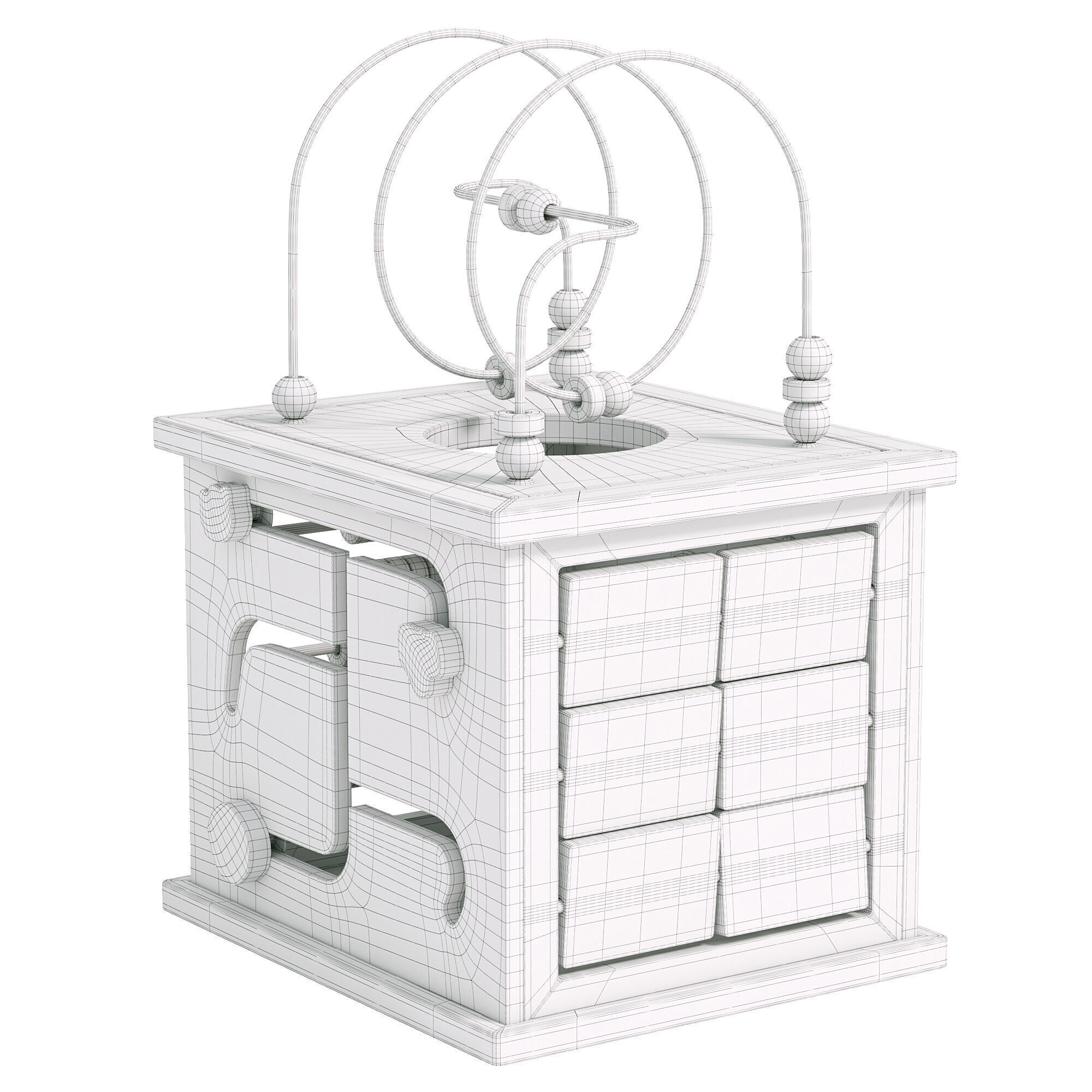 Wooden 5-in-1 activity cube Low-poly 3D model_4