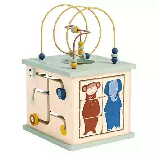 Wooden 5-in-1 activity cube Low-poly 3D model