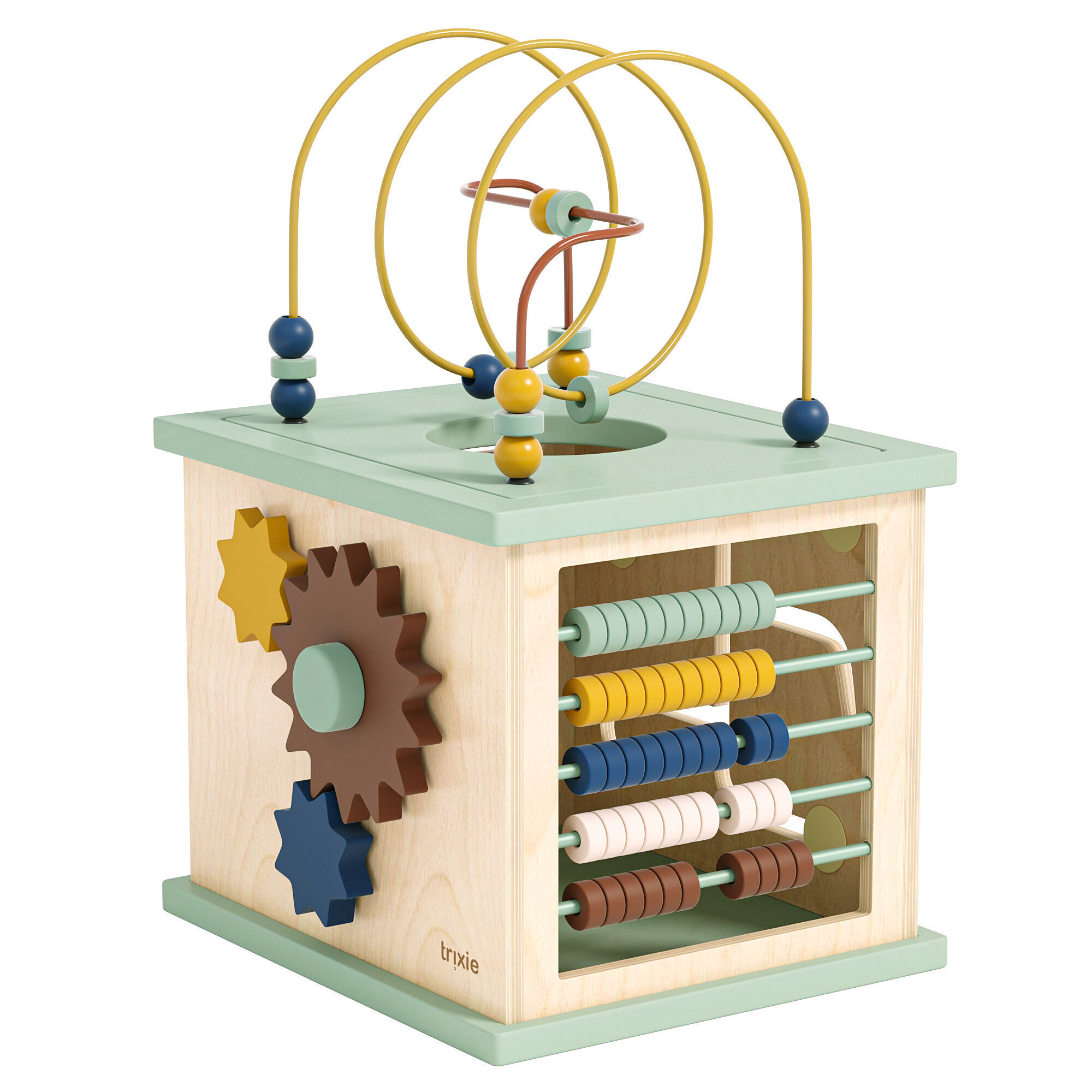 Wooden 5-in-1 activity cube Low-poly 3D model_2