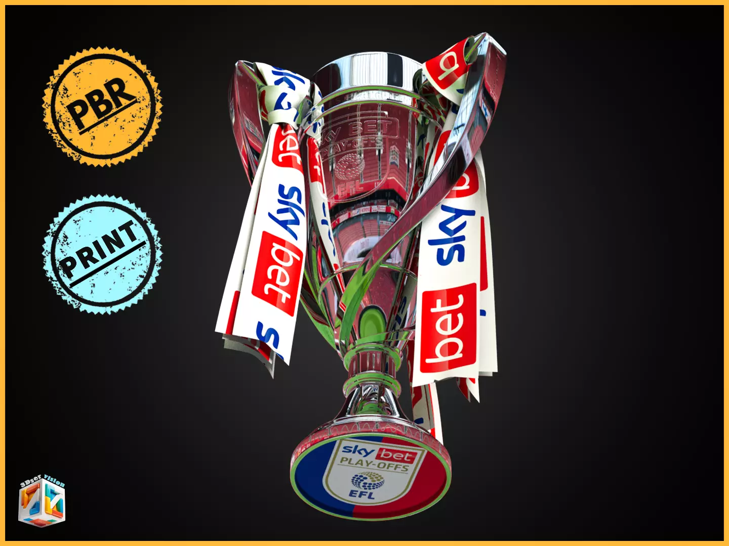 EFL Championship Trophy award trophy - cinematic - 3D print Low-poly 3D model
