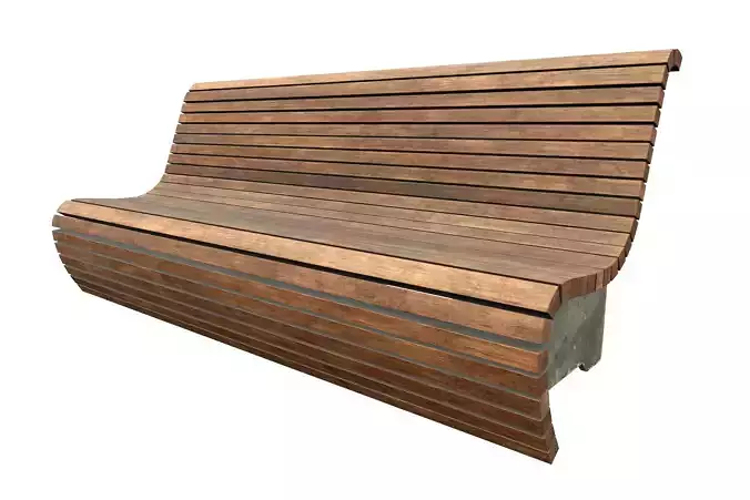 Wooden Public Park Bench with Metal Base
