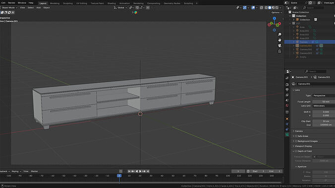 TV Rack Wide Black 3D model 6