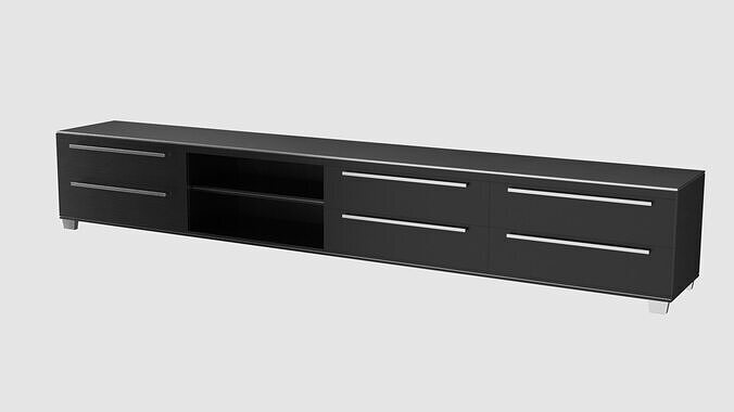 TV Rack Wide Black 3D model 3