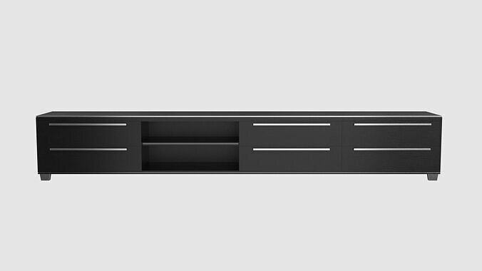 TV Rack Wide Black 3D model 4