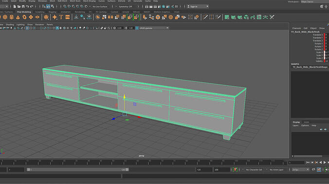 TV Rack Wide Black 3D model 7