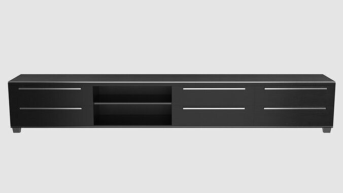 TV Rack Wide Black 3D model 2