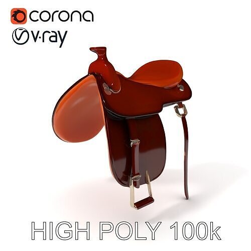 Classic Leather Saddle D Model Pack Low-poly 3D model