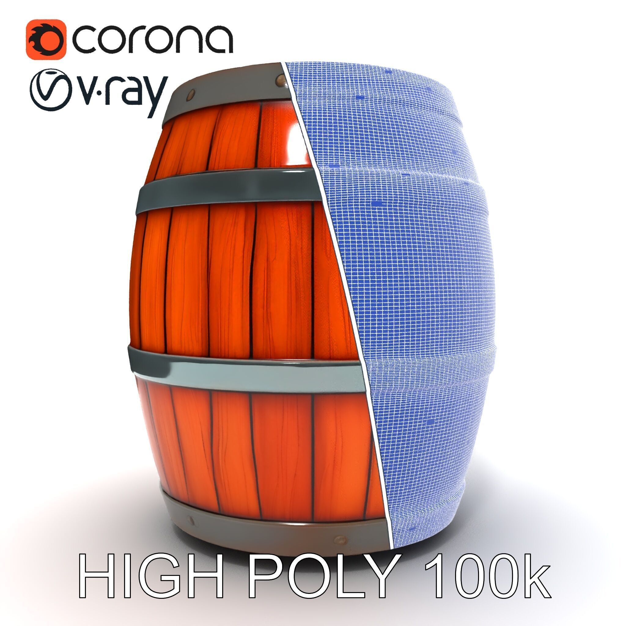 Rustic Wooden Barrel Model Pack for Environment Design Low-poly 3D model_26