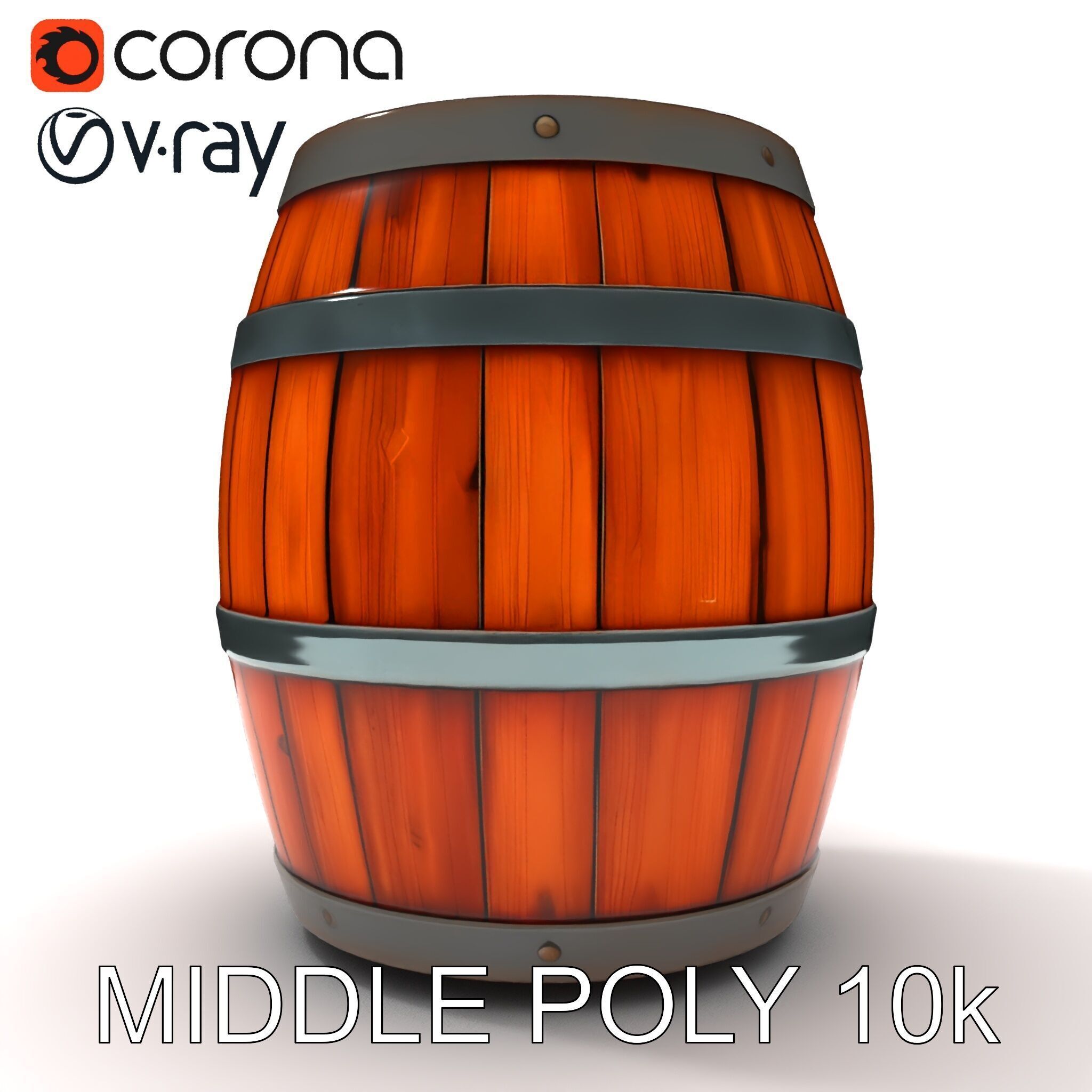 Rustic Wooden Barrel Model Pack for Environment Design Low-poly 3D model_8