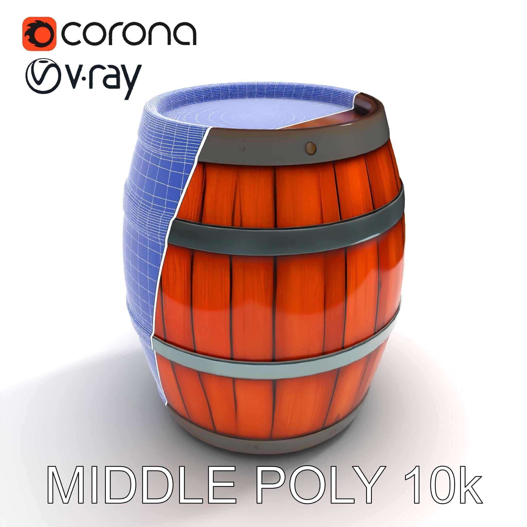 Rustic Wooden Barrel Model Pack for Environment Design Low-poly 3D model_24