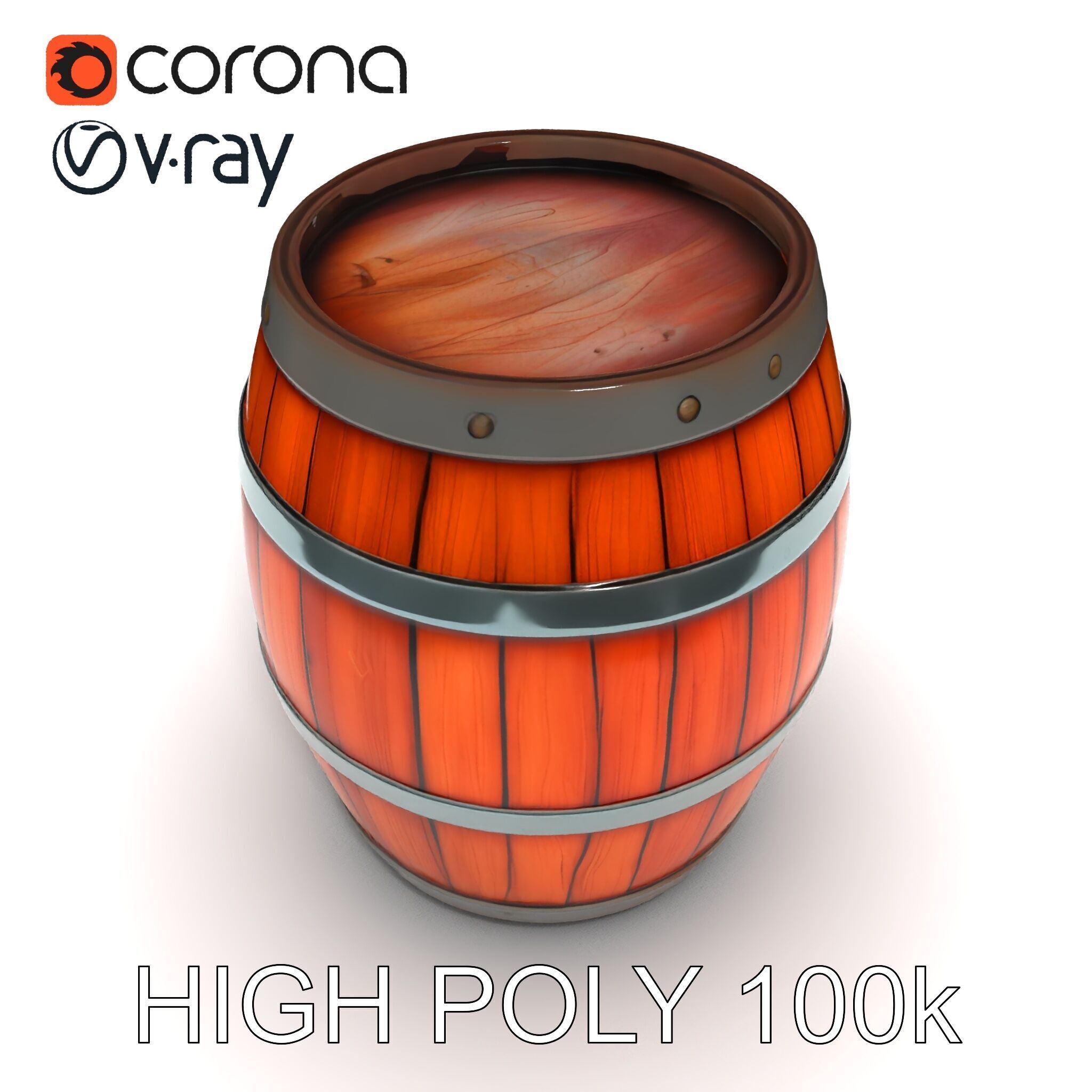 Rustic Wooden Barrel Model Pack for Environment Design Low-poly 3D model_29
