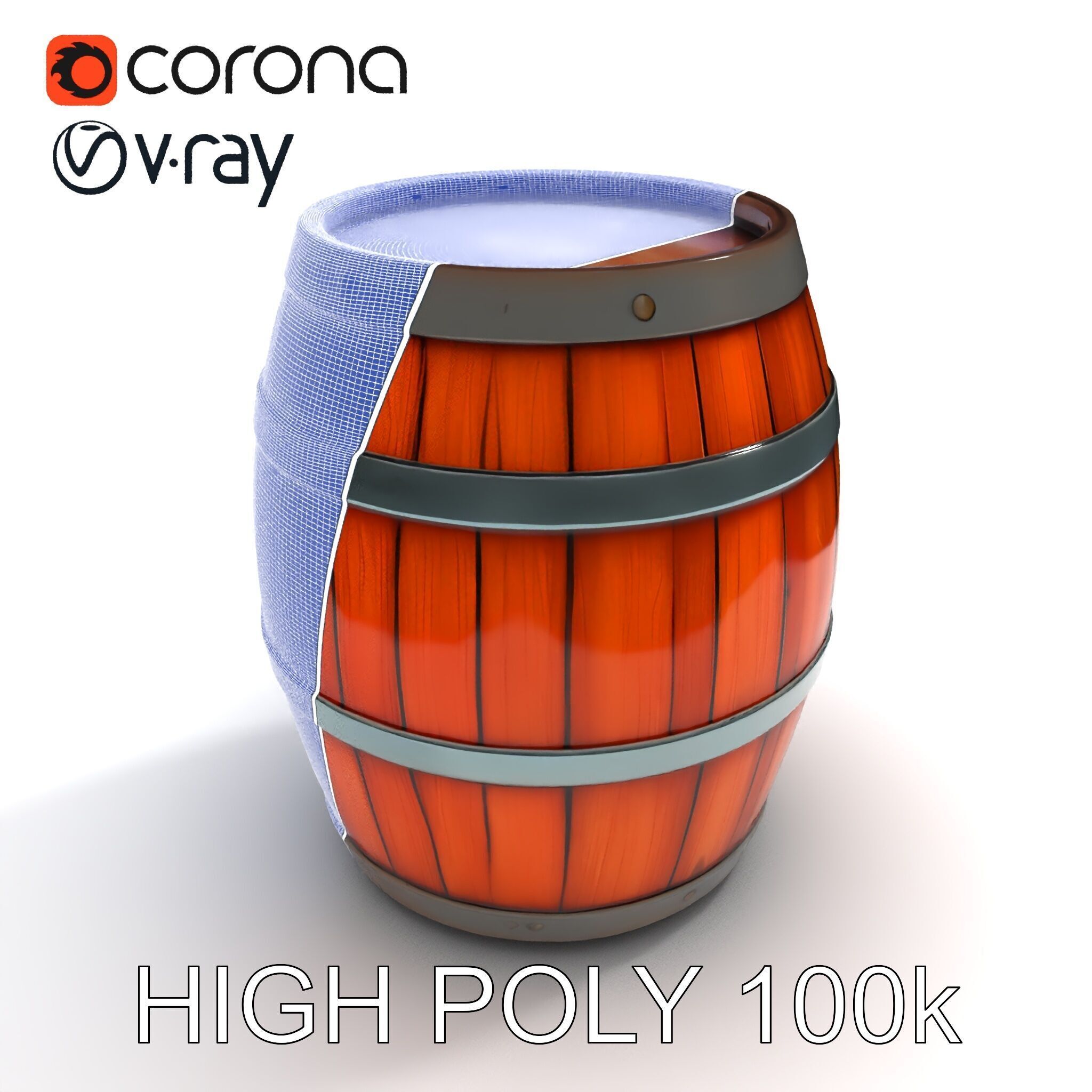 Rustic Wooden Barrel Model Pack for Environment Design Low-poly 3D model_12