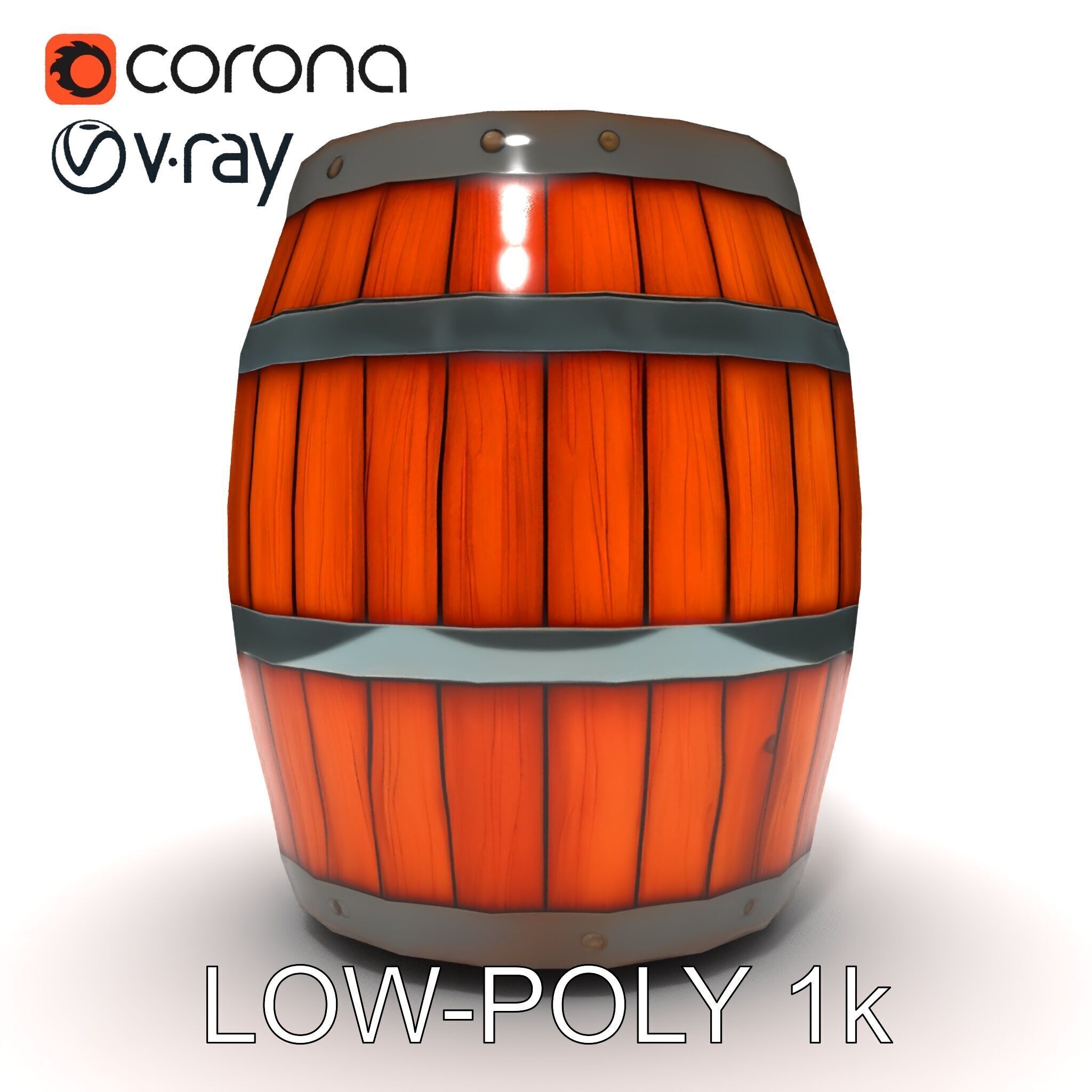 Rustic Wooden Barrel Model Pack for Environment Design Low-poly 3D model_25