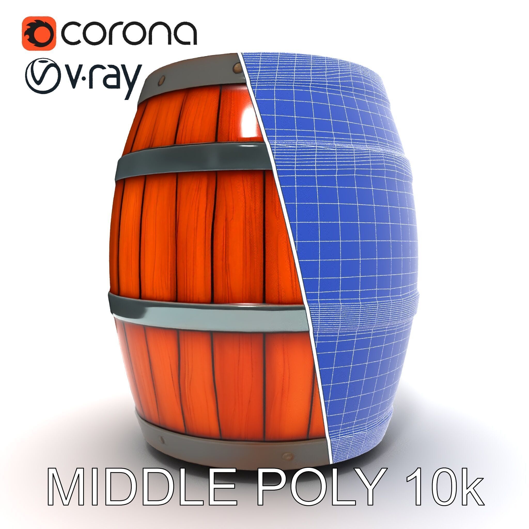 Rustic Wooden Barrel Model Pack for Environment Design Low-poly 3D model_30