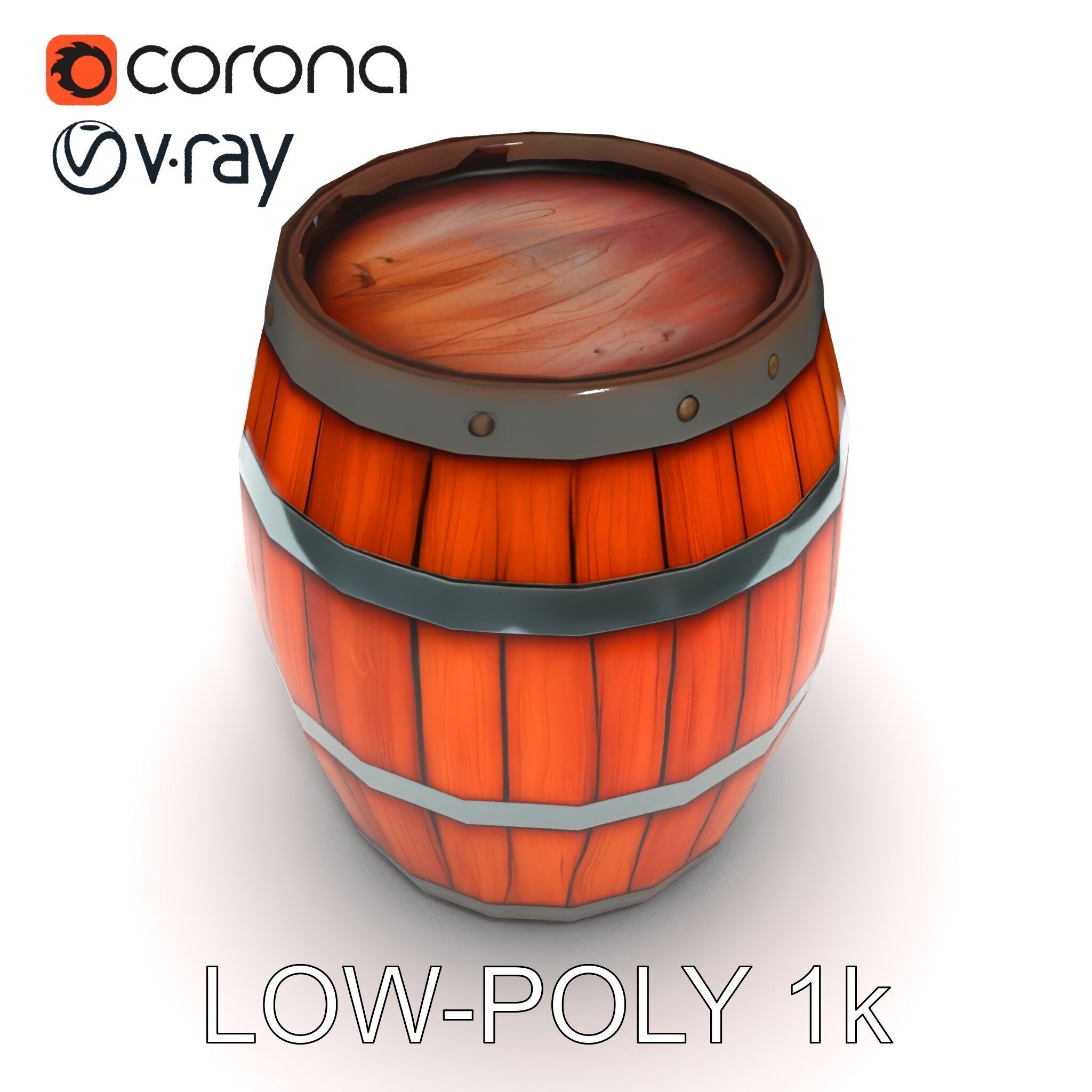 Rustic Wooden Barrel Model Pack for Environment Design Low-poly 3D model_33