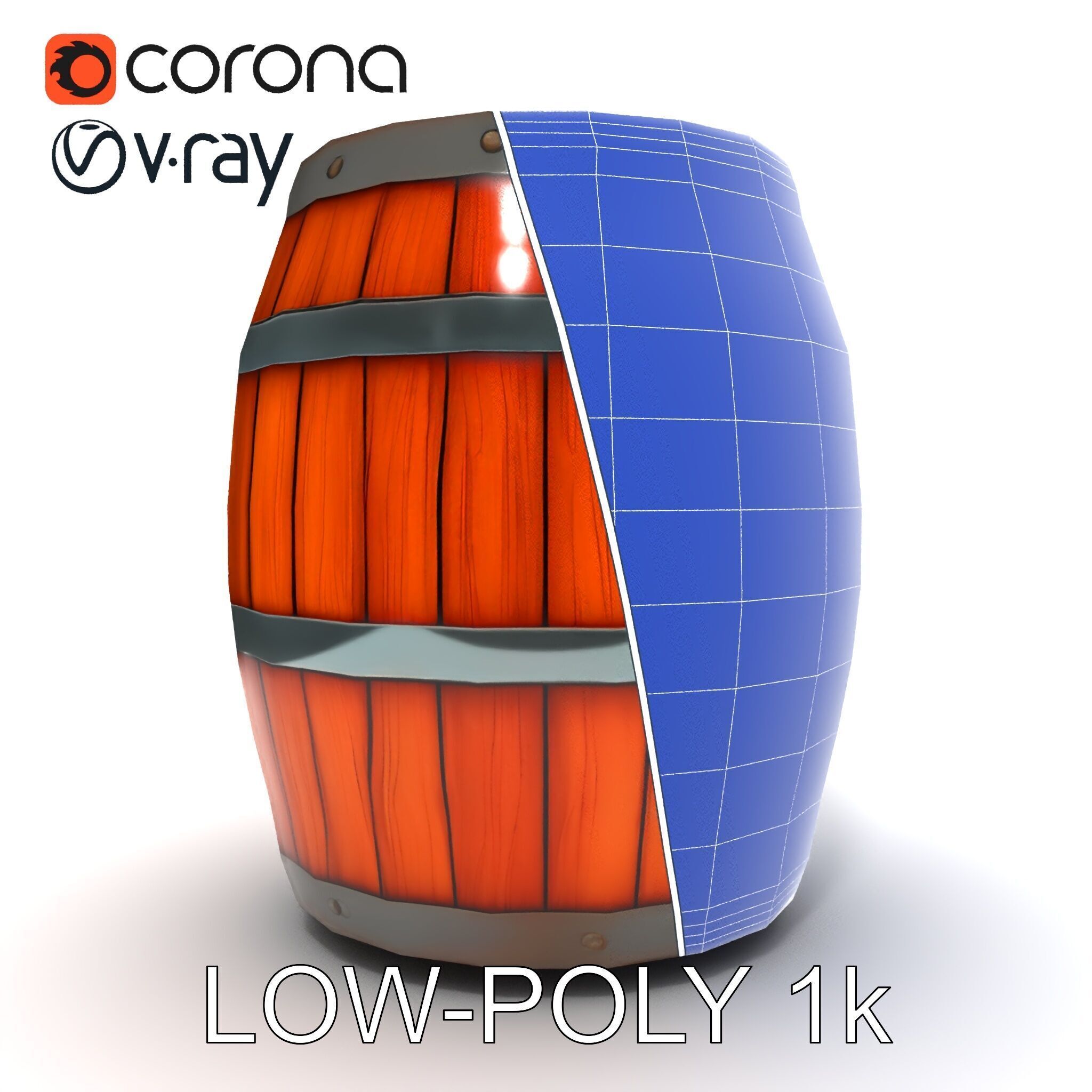 Rustic Wooden Barrel Model Pack for Environment Design Low-poly 3D model_31