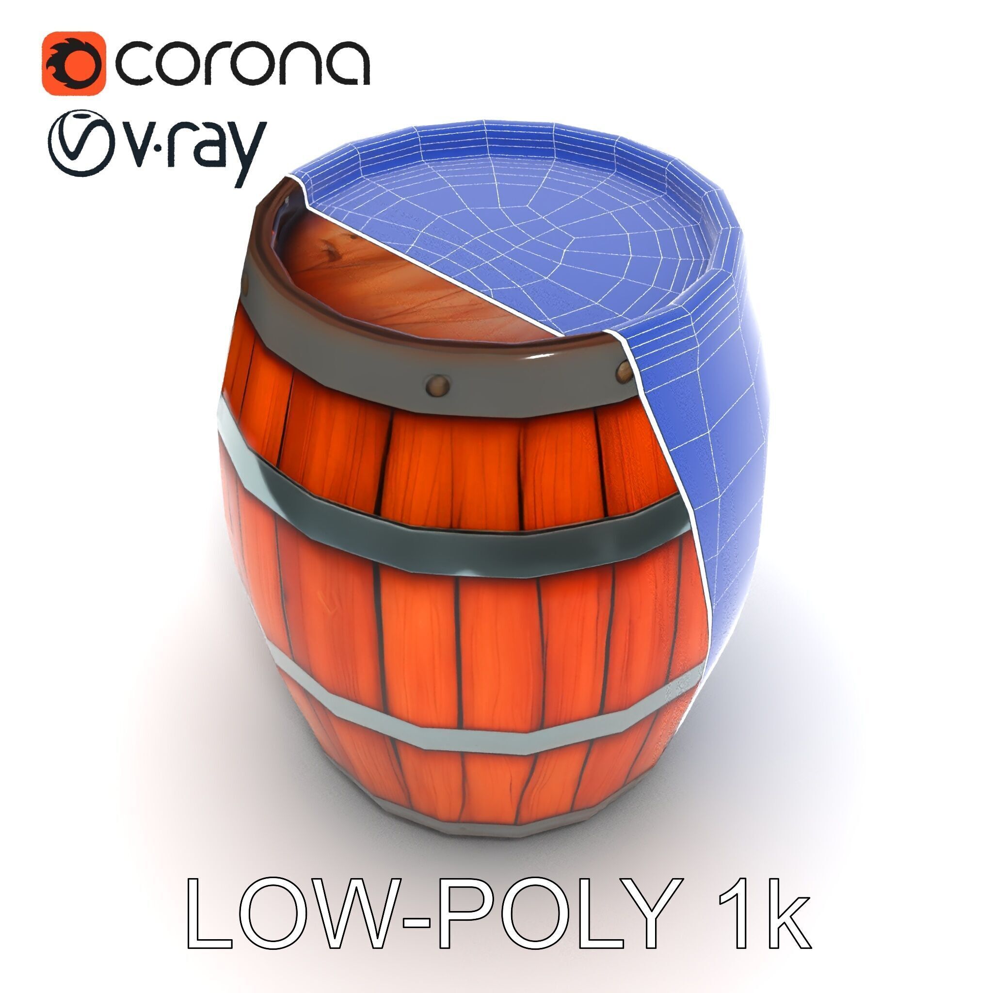 Rustic Wooden Barrel Model Pack for Environment Design Low-poly 3D model_9