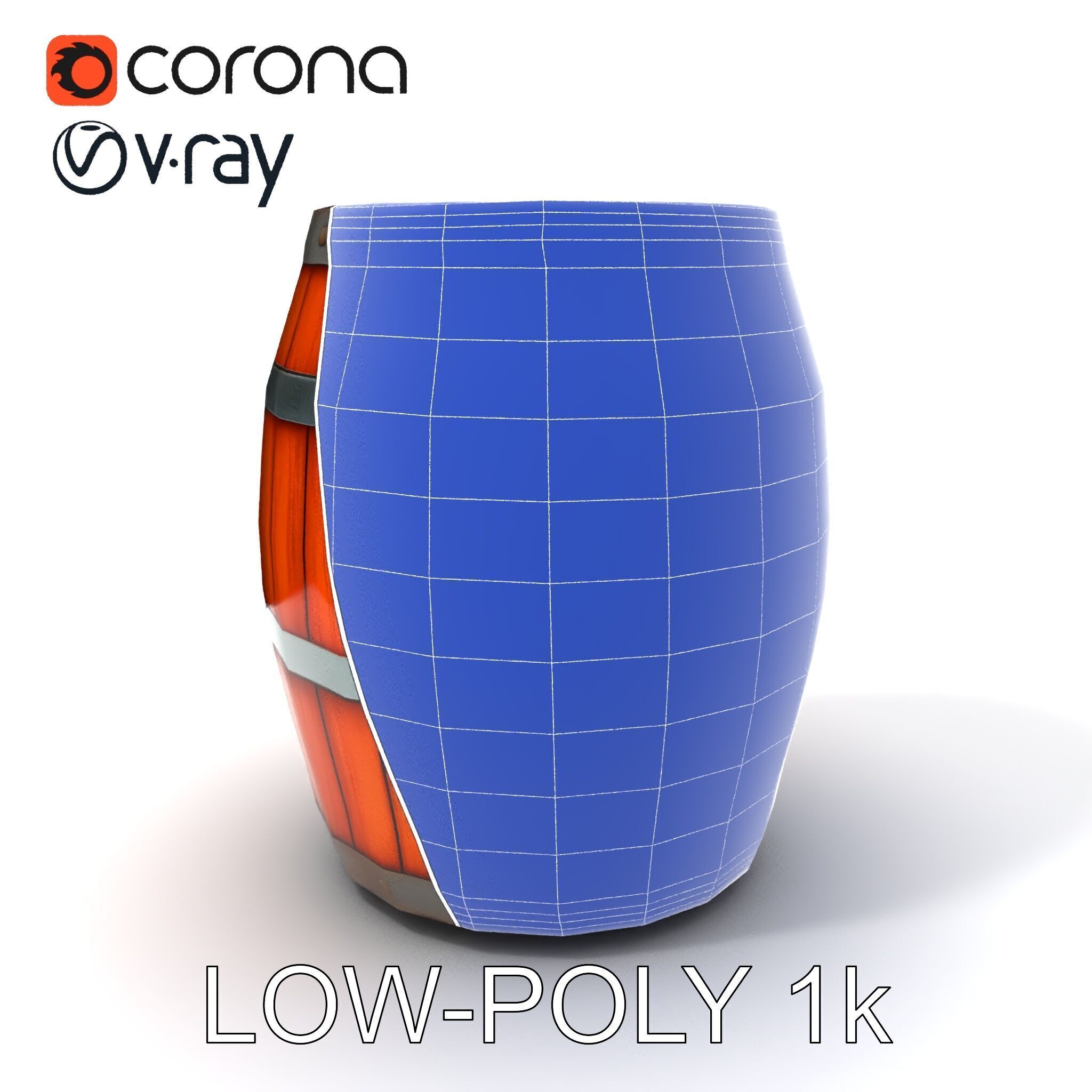 Rustic Wooden Barrel Model Pack for Environment Design Low-poly 3D model_22