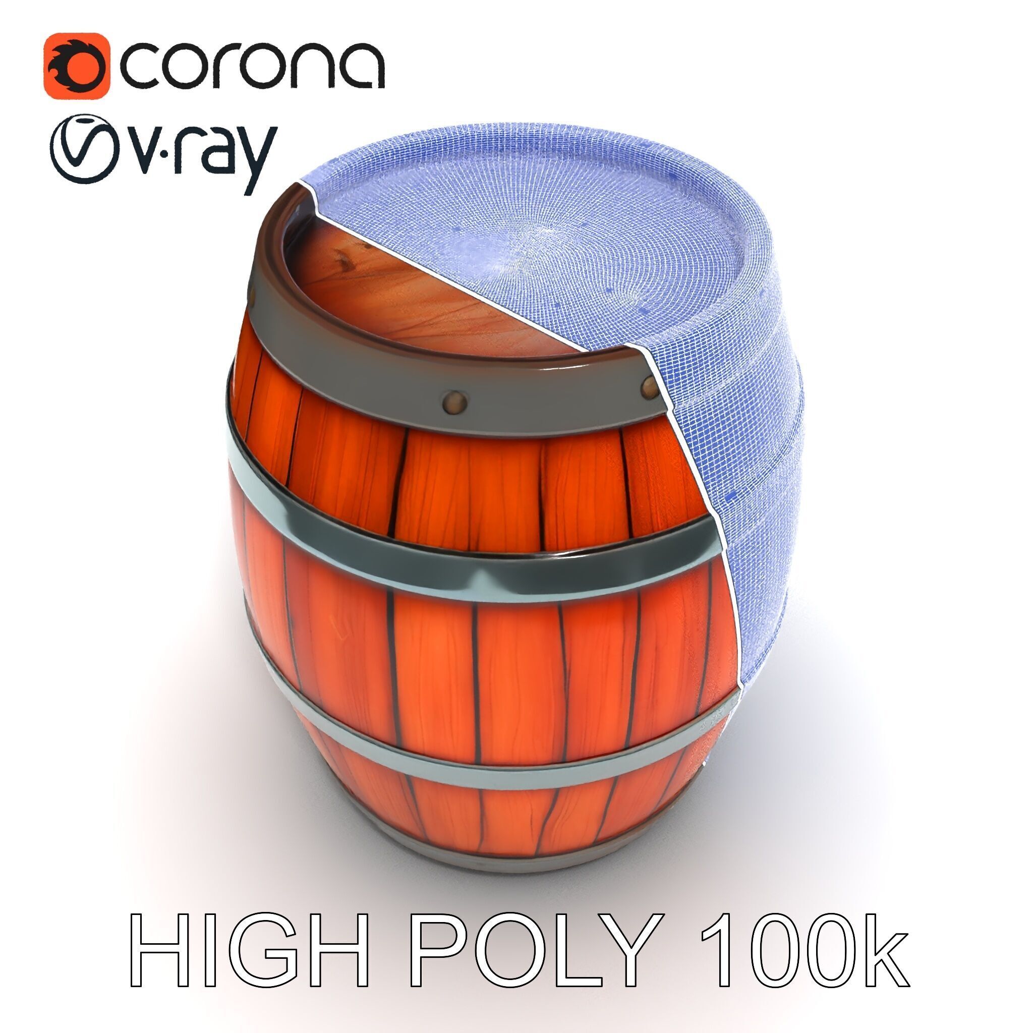 Rustic Wooden Barrel Model Pack for Environment Design Low-poly 3D model_23