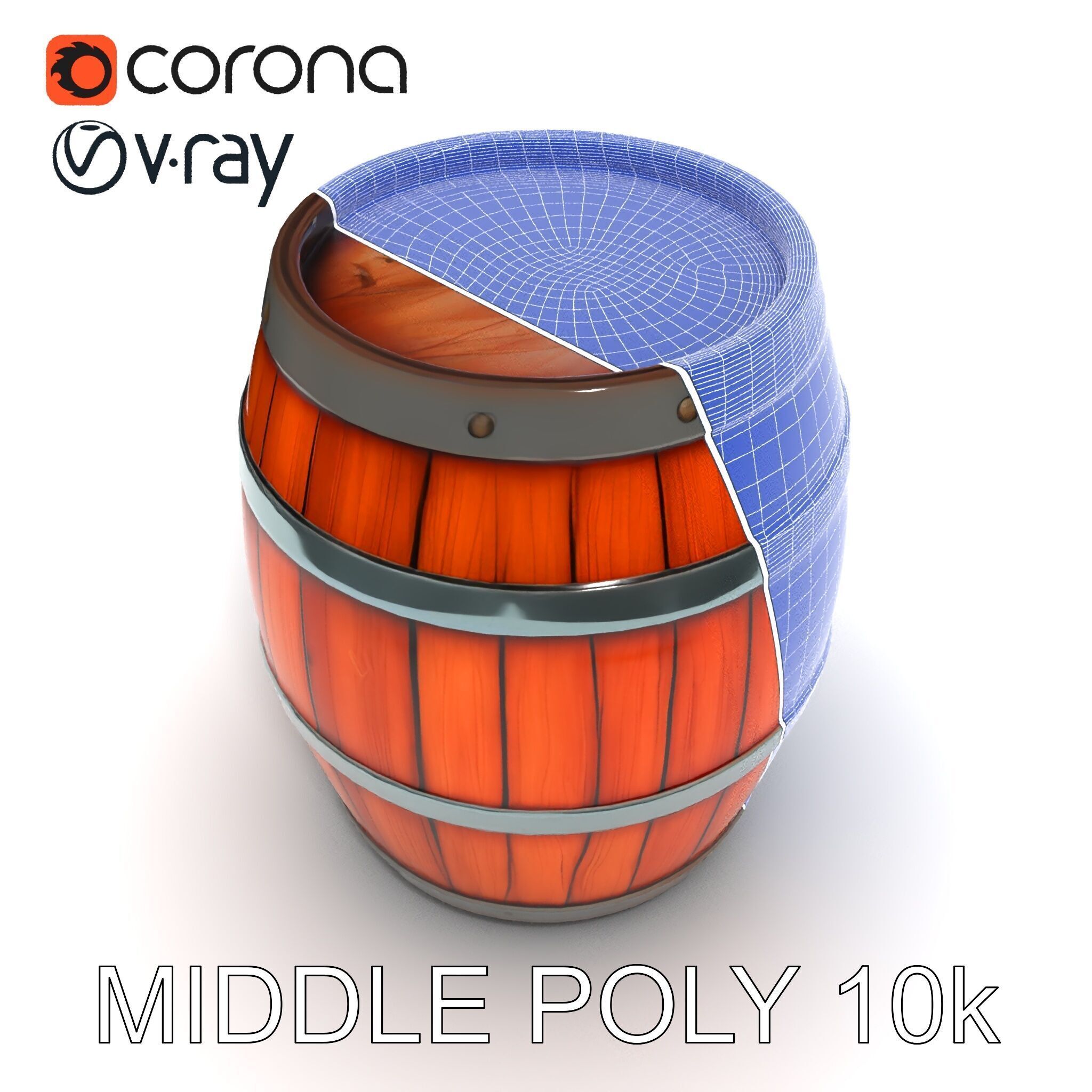 Rustic Wooden Barrel Model Pack for Environment Design Low-poly 3D model_6