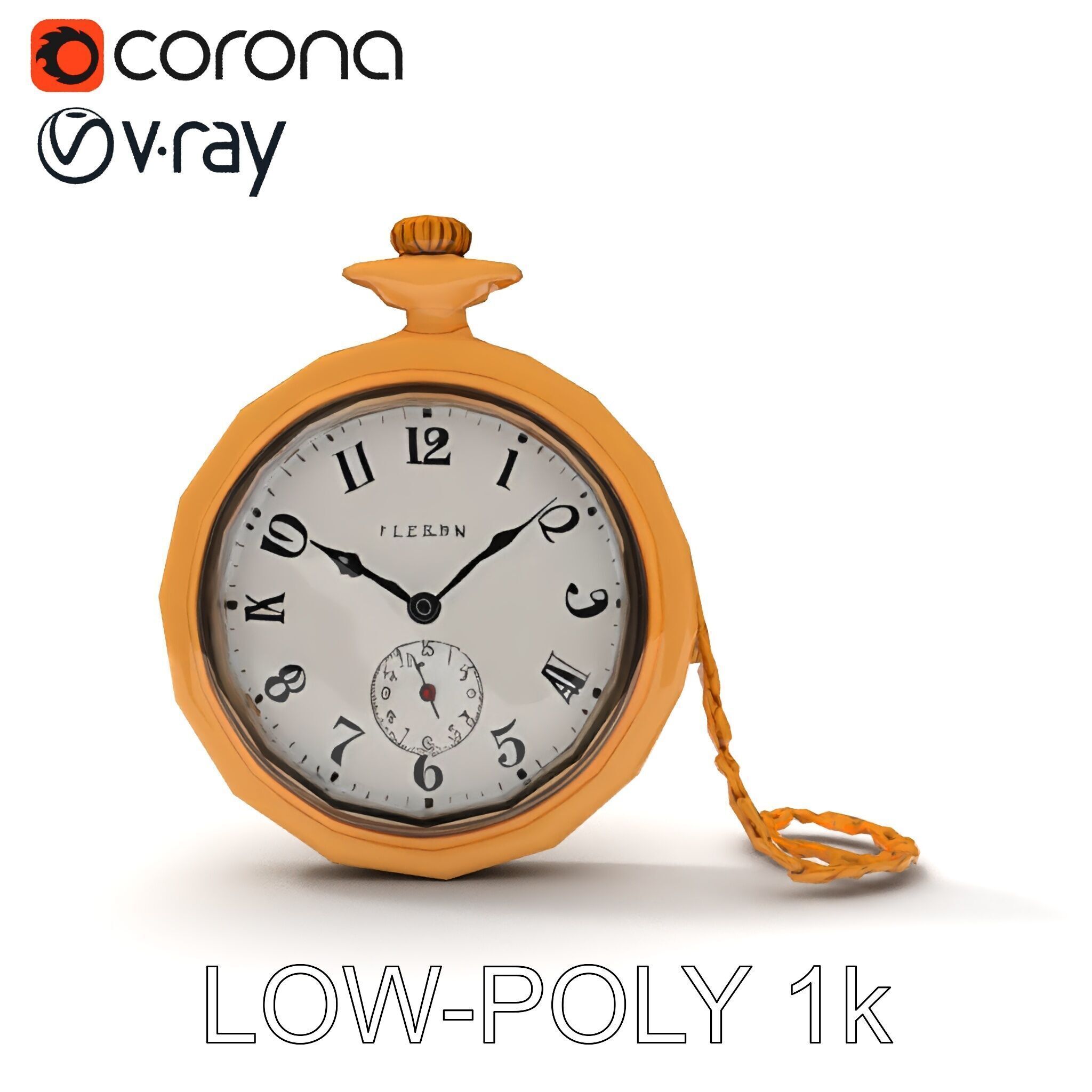 Vintage Pocket Watch D Model Pack Low-poly 3D model_10