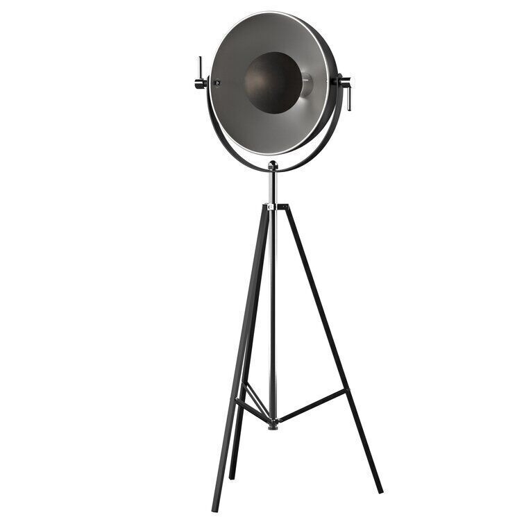 Matte Black Nickel Tripod Floor Lamp 3D model_2