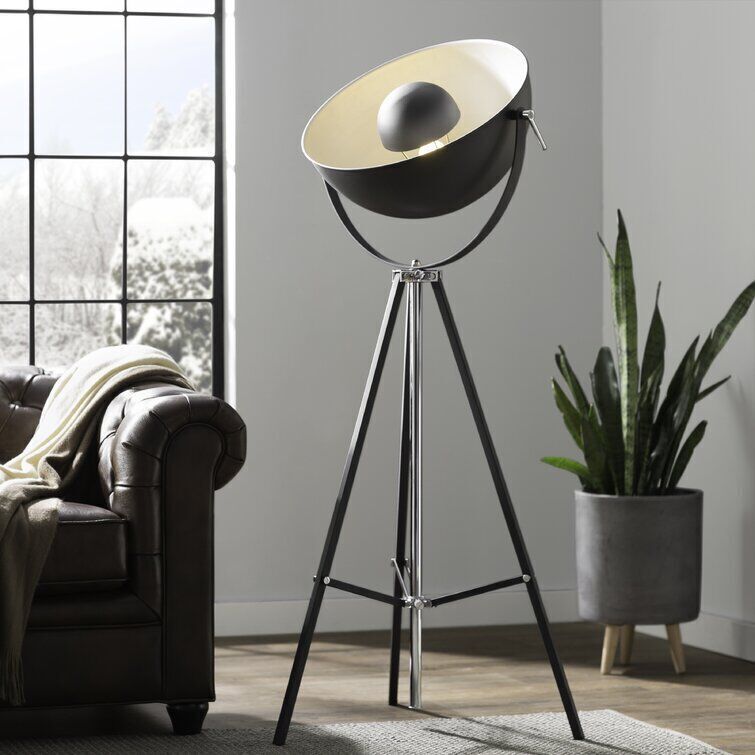 Matte Black Nickel Tripod Floor Lamp 3D model_9
