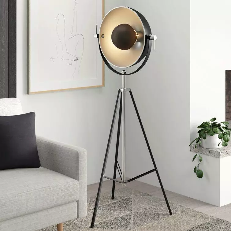 Matte Black Nickel Tripod Floor Lamp 3D model_0