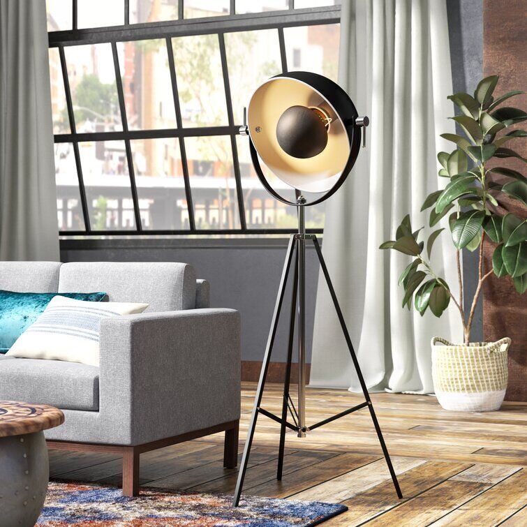 Matte Black Nickel Tripod Floor Lamp 3D model_8