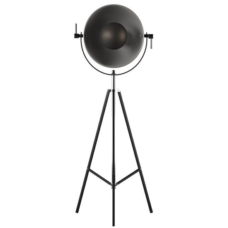 Matte Black Nickel Tripod Floor Lamp 3D model_3