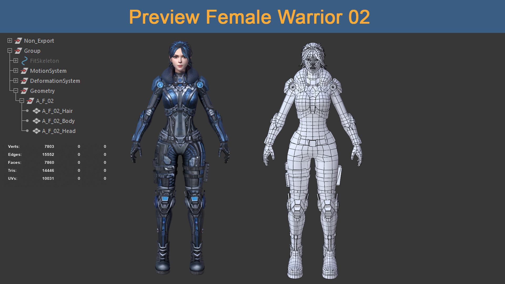 Character Female Warriors 02 - Ready for game Low-poly 3D model_2