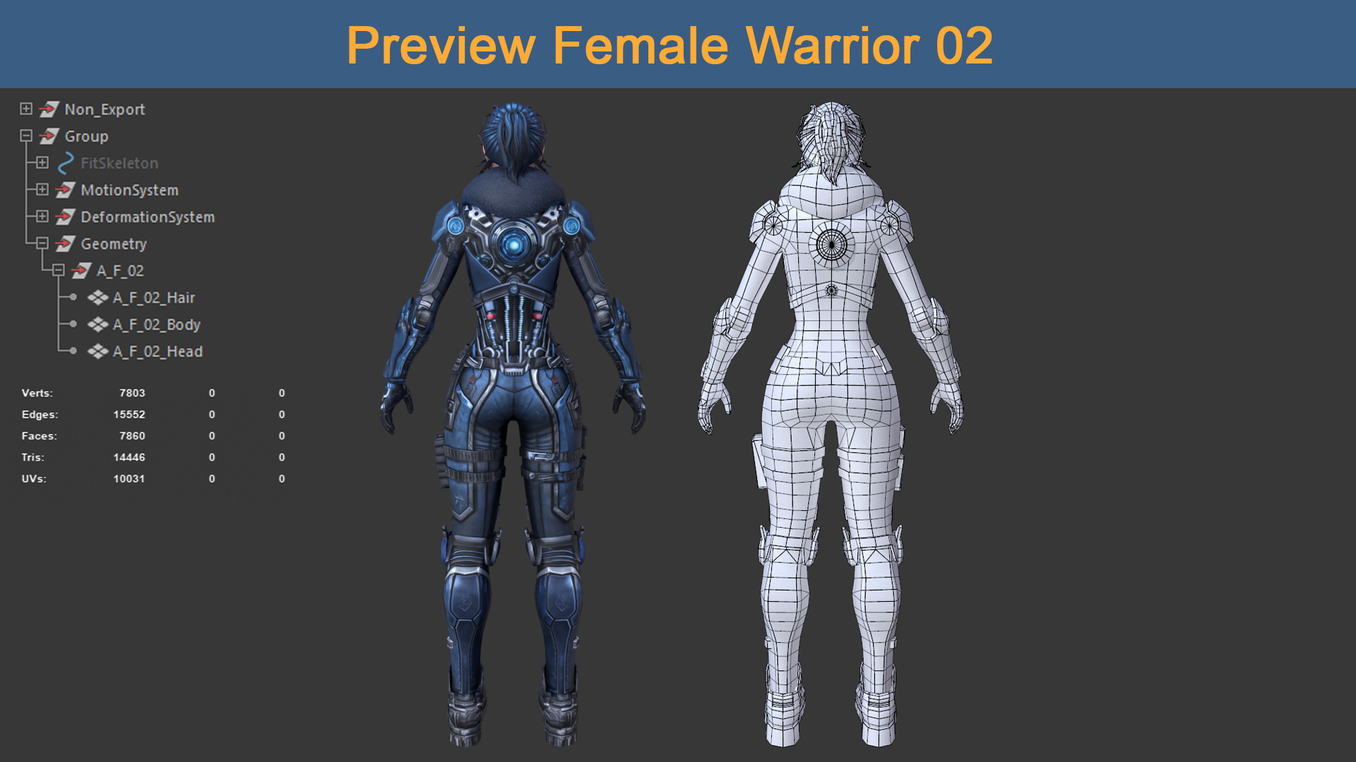 Character Female Warriors 02 - Ready for game Low-poly 3D model_5