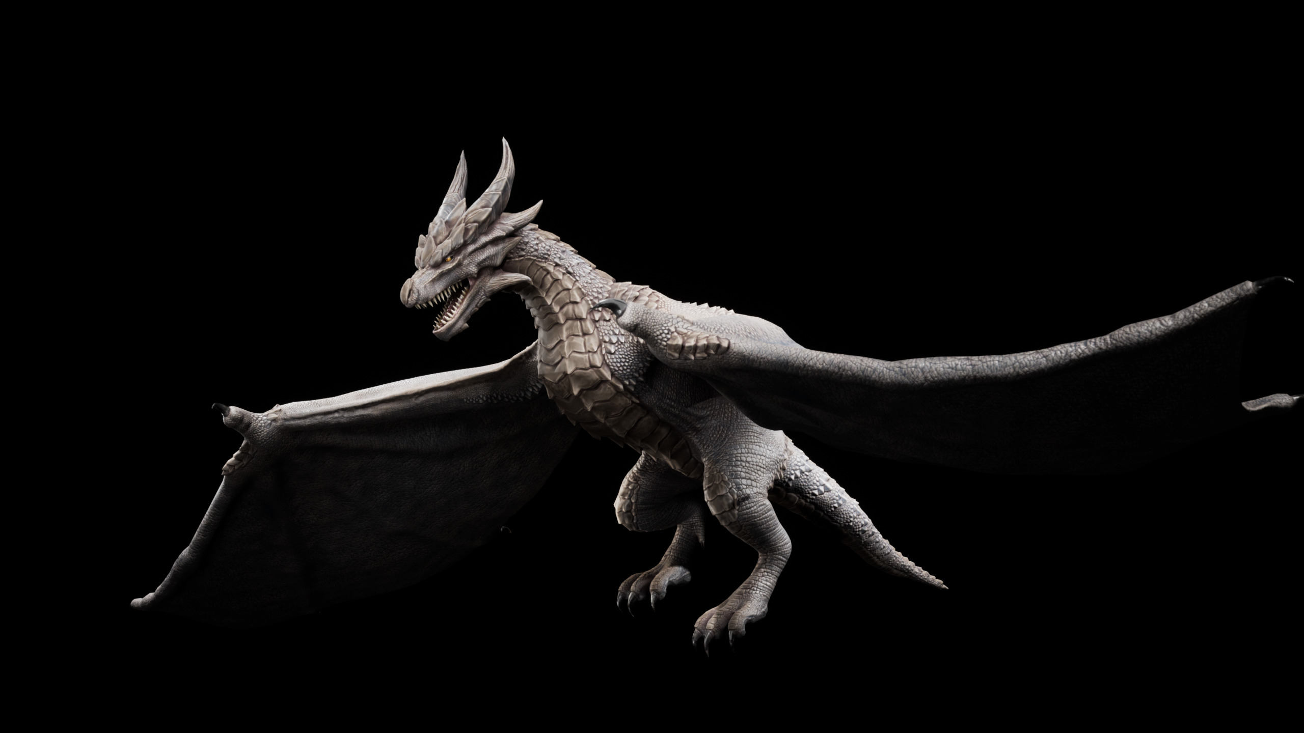 Black Wyvern Dragon Low-poly 3D model_2