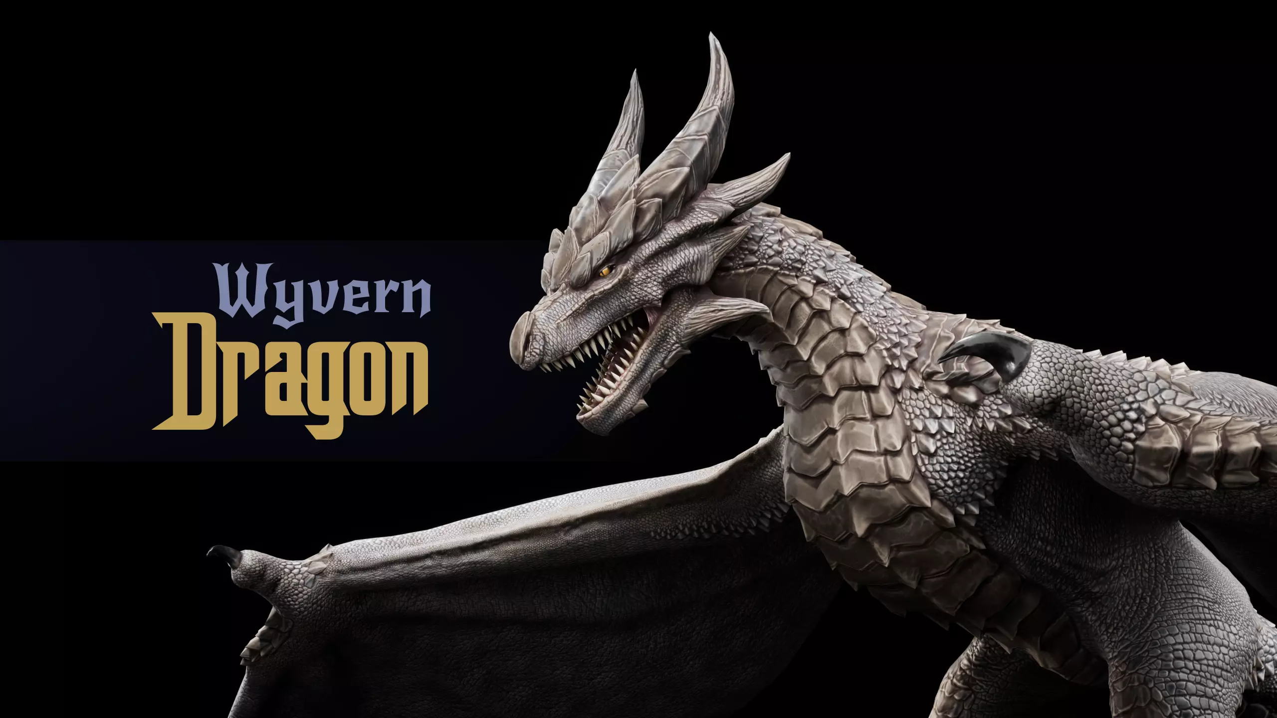 Black Wyvern Dragon Low-poly 3D model_0